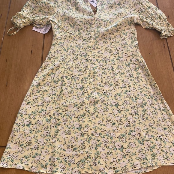 Topshop Women’s Floral Yellow Green Mini Summer Dress New size 4 pretty! - Picture 13 of 13